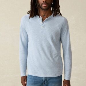 Faherty Long-Sleeve Cloud Henley Light Blue Heather Men's XL Casual